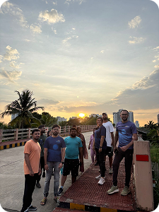 Sunset Walks group at dusk